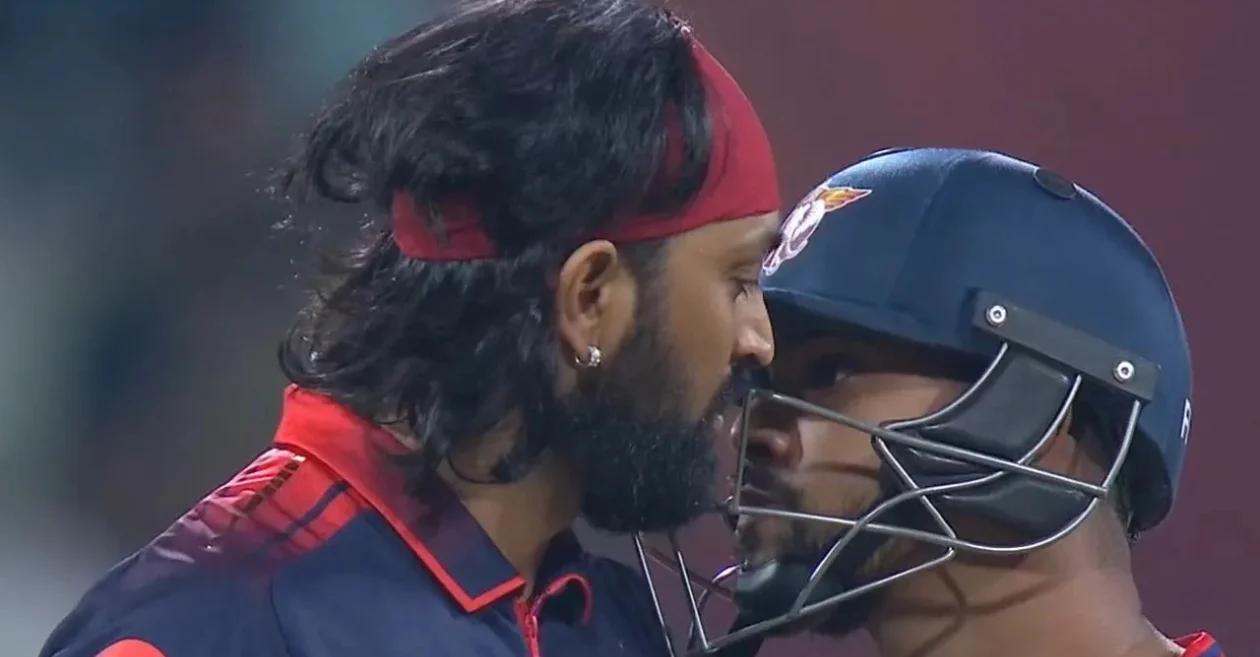WATCH: Nicholas Pooran grabs Krunal Pandya’s collar after LSG vs RCB match in IPL 2026