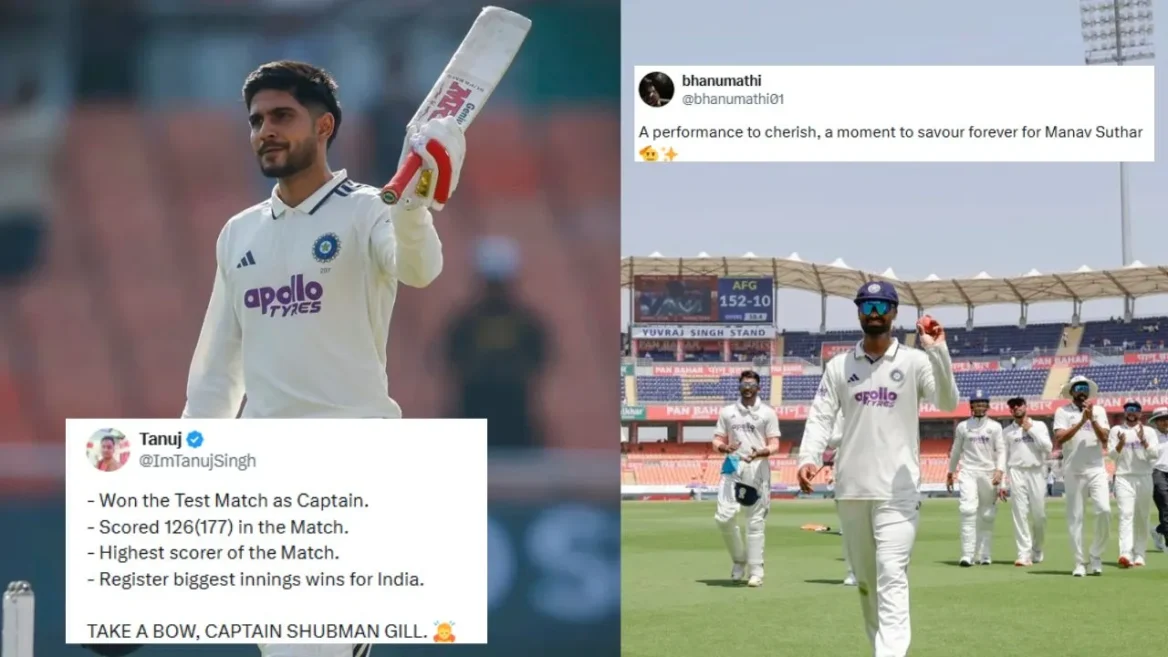 Fans erupt as Shubman Gill and Manav Suthar power India to a historic win against Afghanistan in the one-off Test