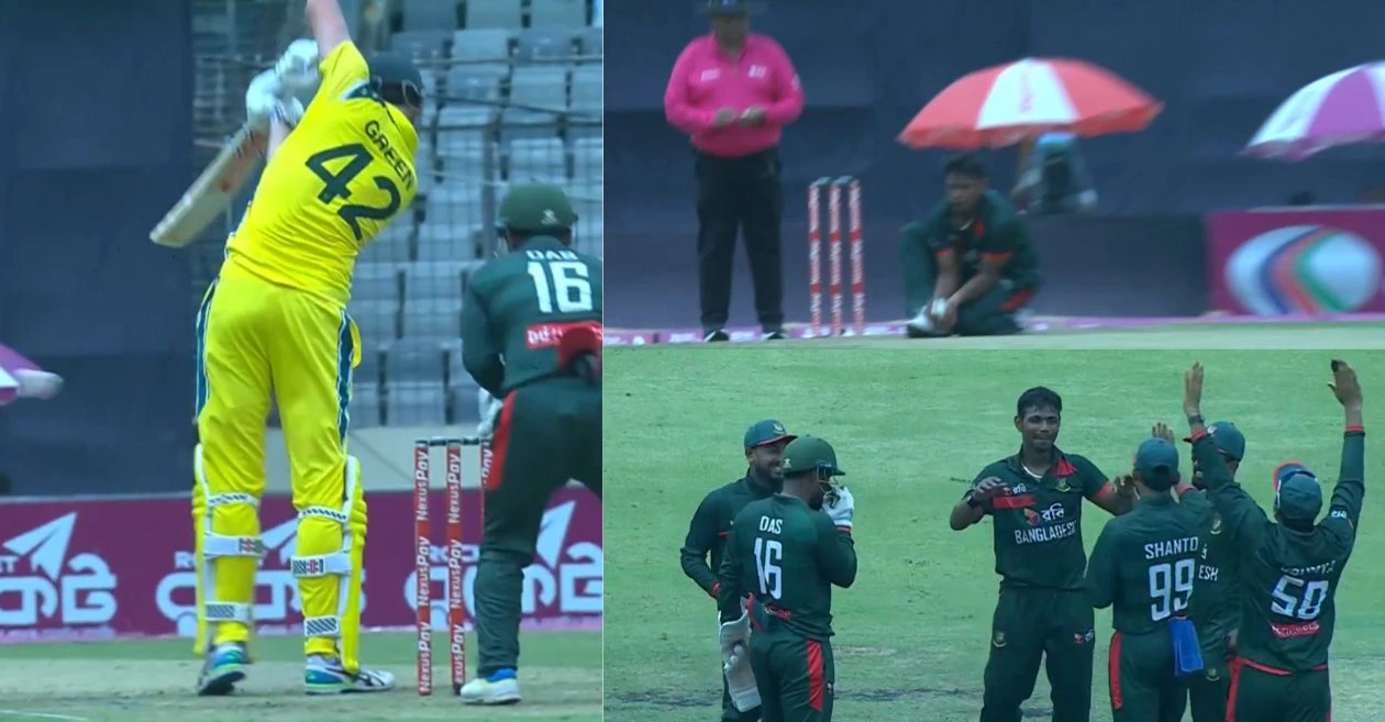 WATCH: Tanvir Islam produces stunning return catch to dismiss Cameron Green in 2nd BAN vs AUS ODI