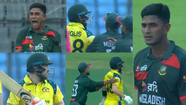 BAN vs AUS [WATCH]: Tempers flare as Josh Inglis and Nahid Rana engage in heated on-field spat during the 1st ODI
