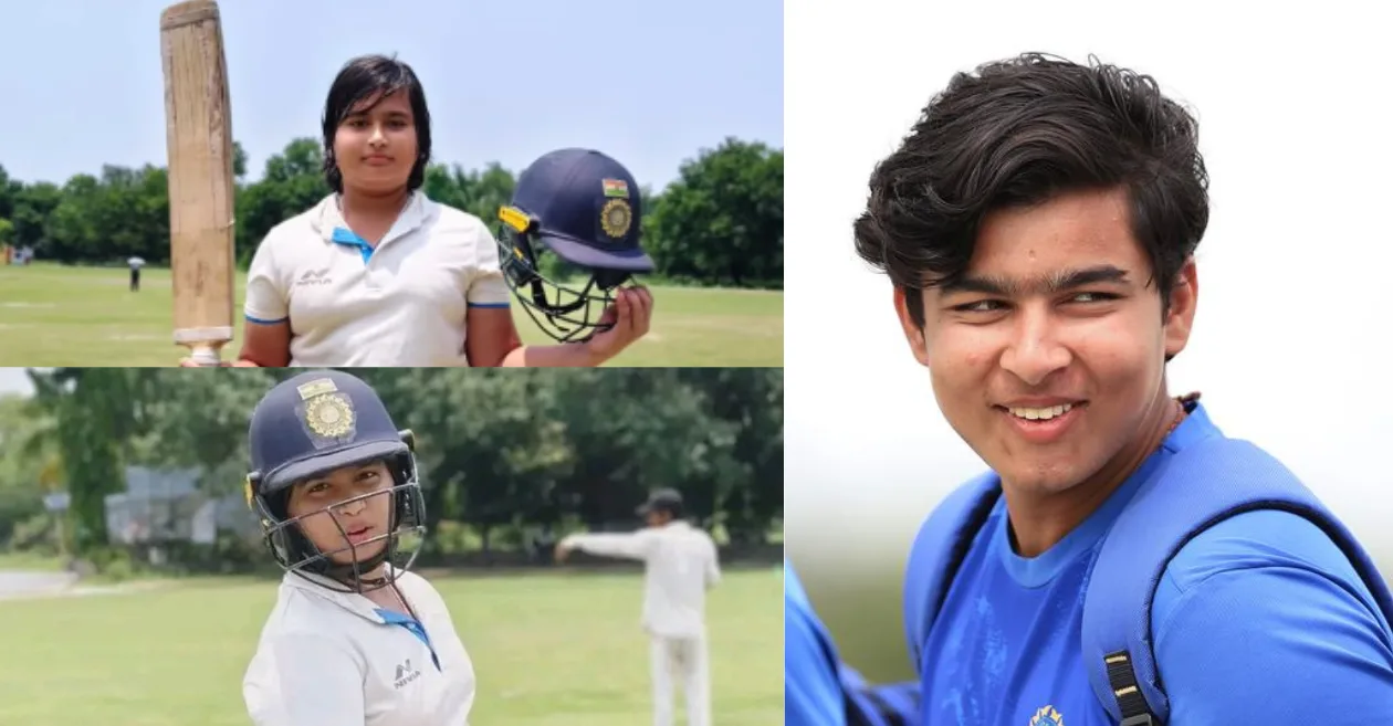 Vaibhav Suryavanshi reacts after younger brother Aashirwad slams century in a local match